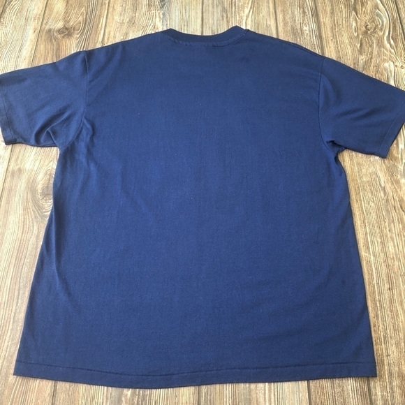 NAVY Blue Gold Glitter Sailboat Short Sleeve Tee Large Shirt Vintage - Picture 2 of 10